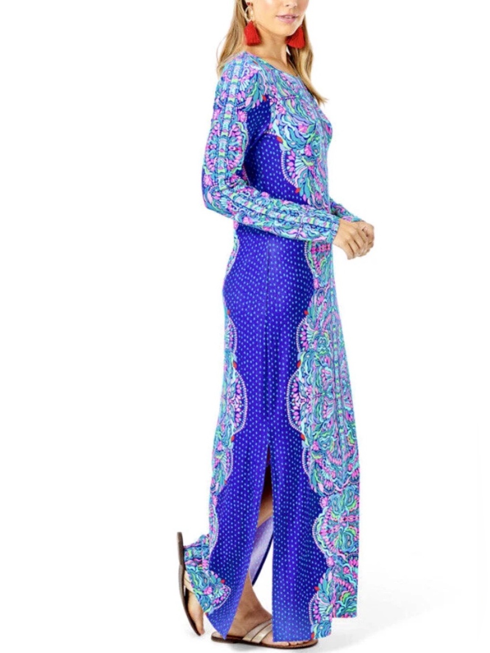 NWT Lilly Pulitzer Emmarie Maxi Dress Bonita Babe Cabochan Purple Size L - Picture 4 of 10